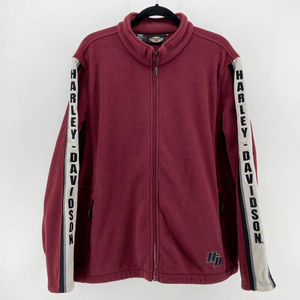 Harley Davidson Womens Zipped Fleece Jacket Burgundy 2W
